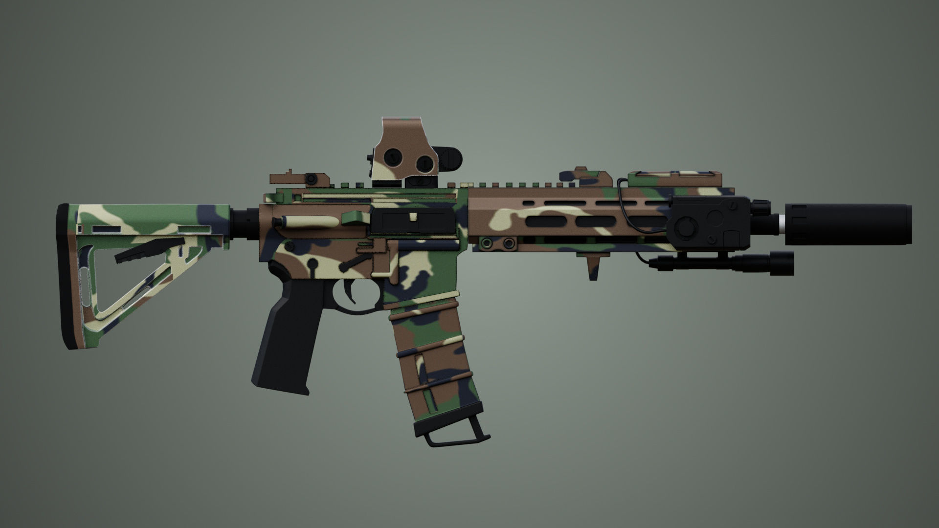 Assault Rifle HK416 A5 Low-poly 3D model_3
