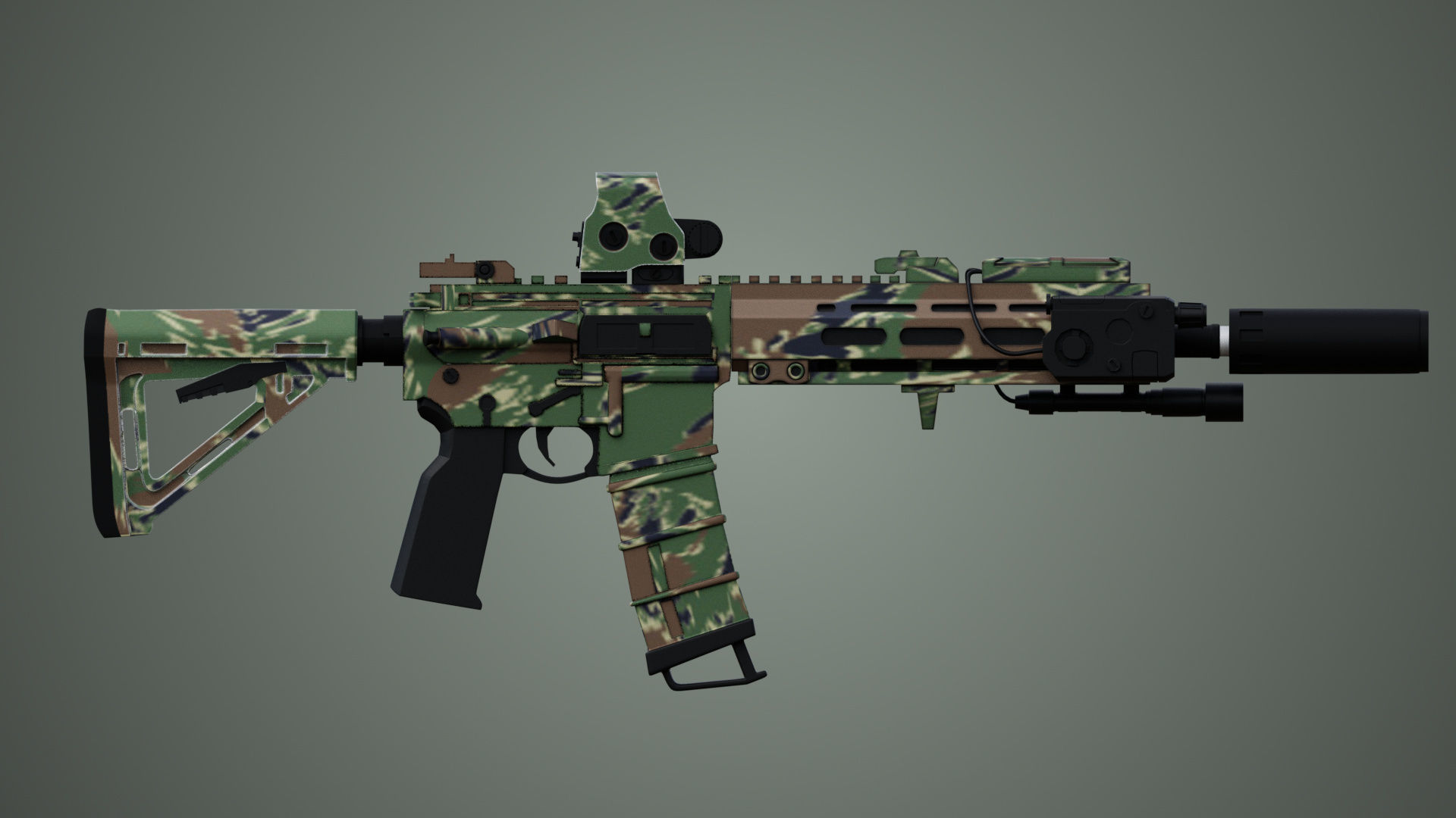 Assault Rifle HK416 A5 Low-poly 3D model_2