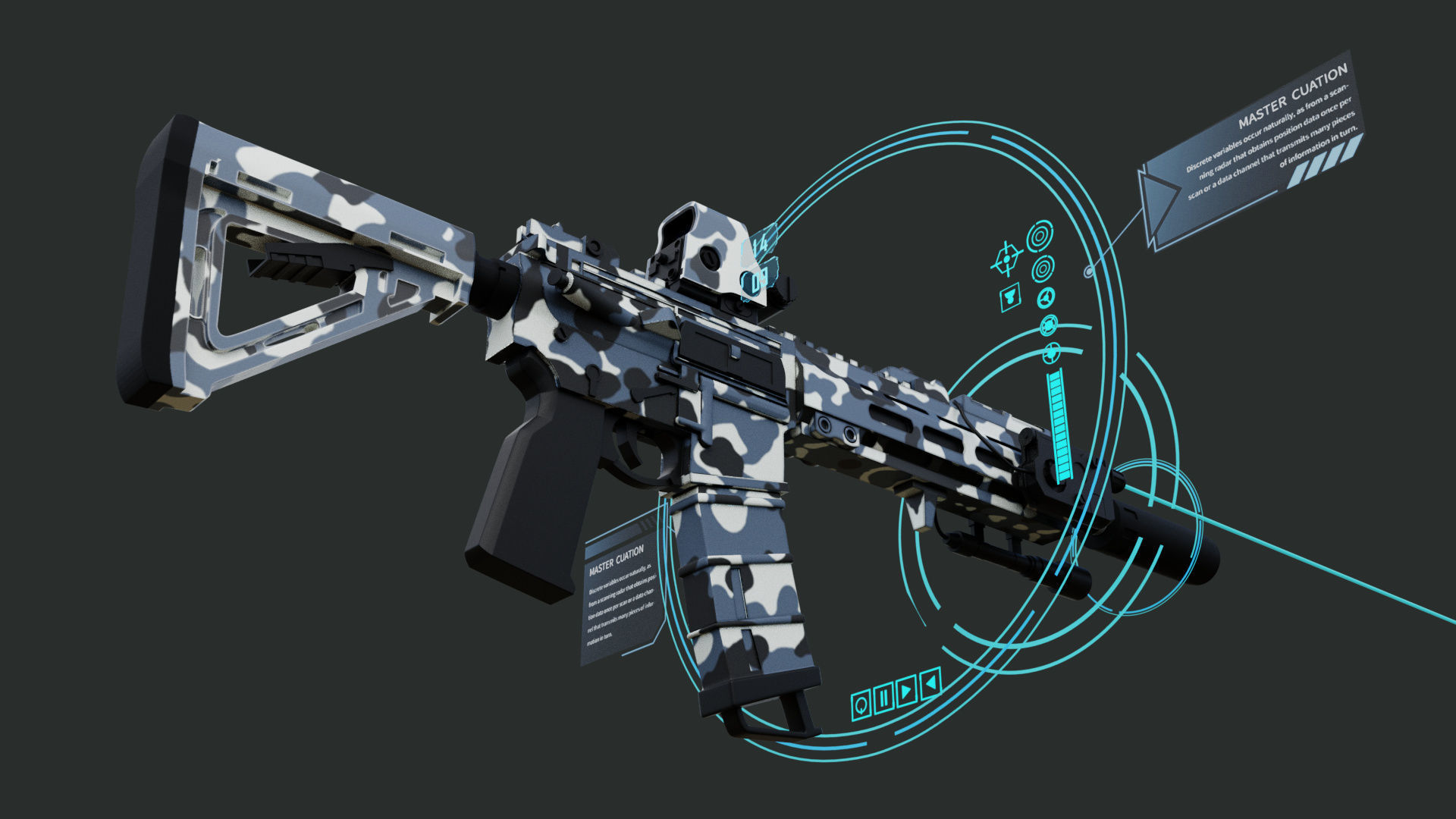 Assault Rifle HK416 A5 Low-poly 3D model_5