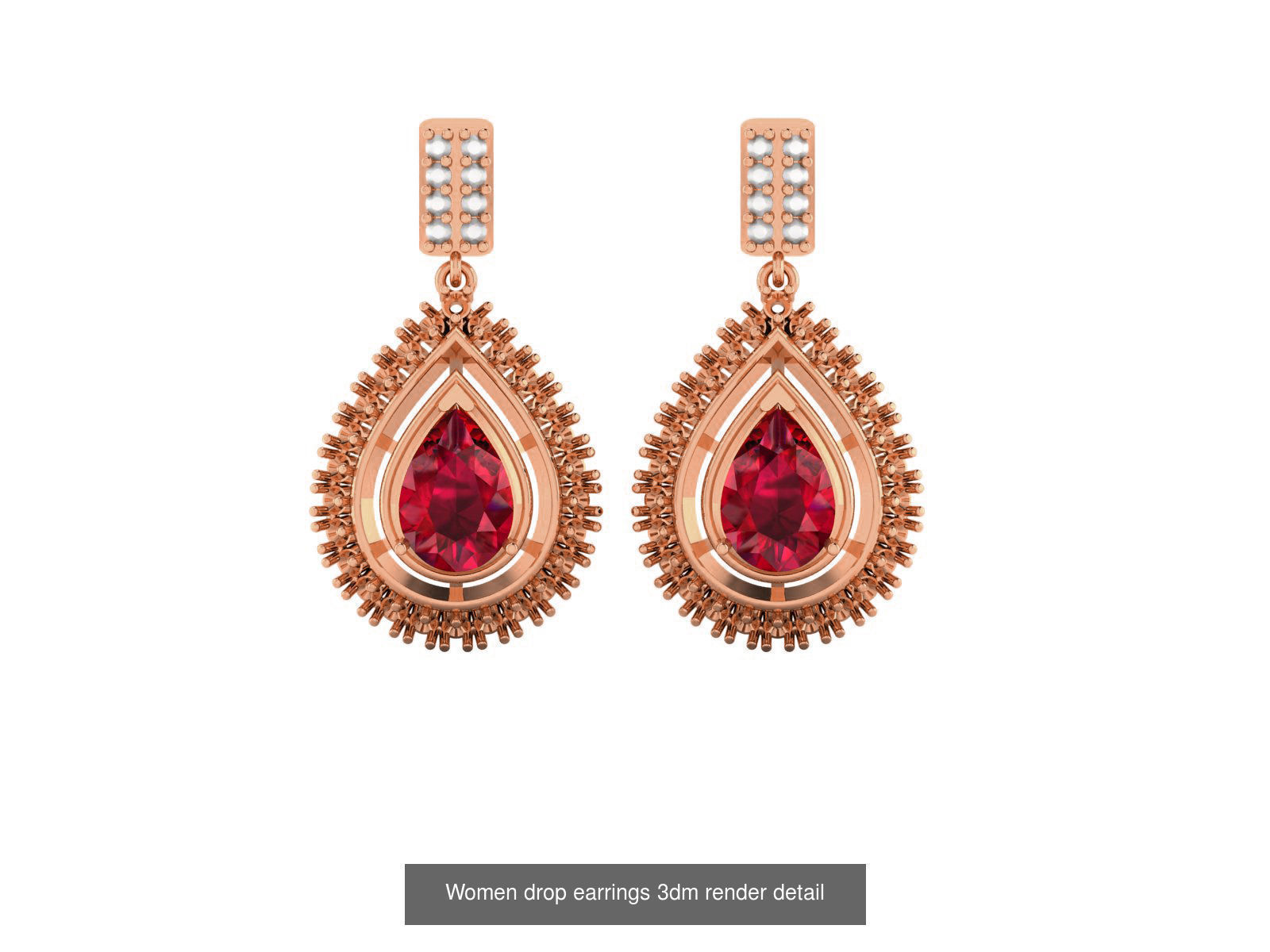 162 Women drop earrings 3dm render detail  3D Model Collection_65
