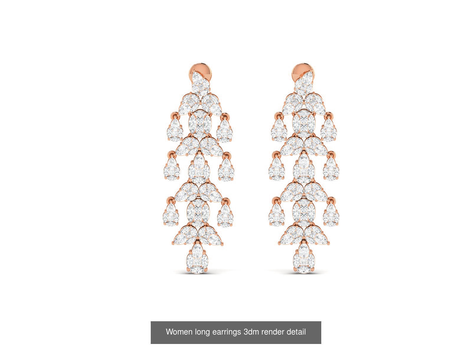 162 Women drop earrings 3dm render detail  3D Model Collection_37