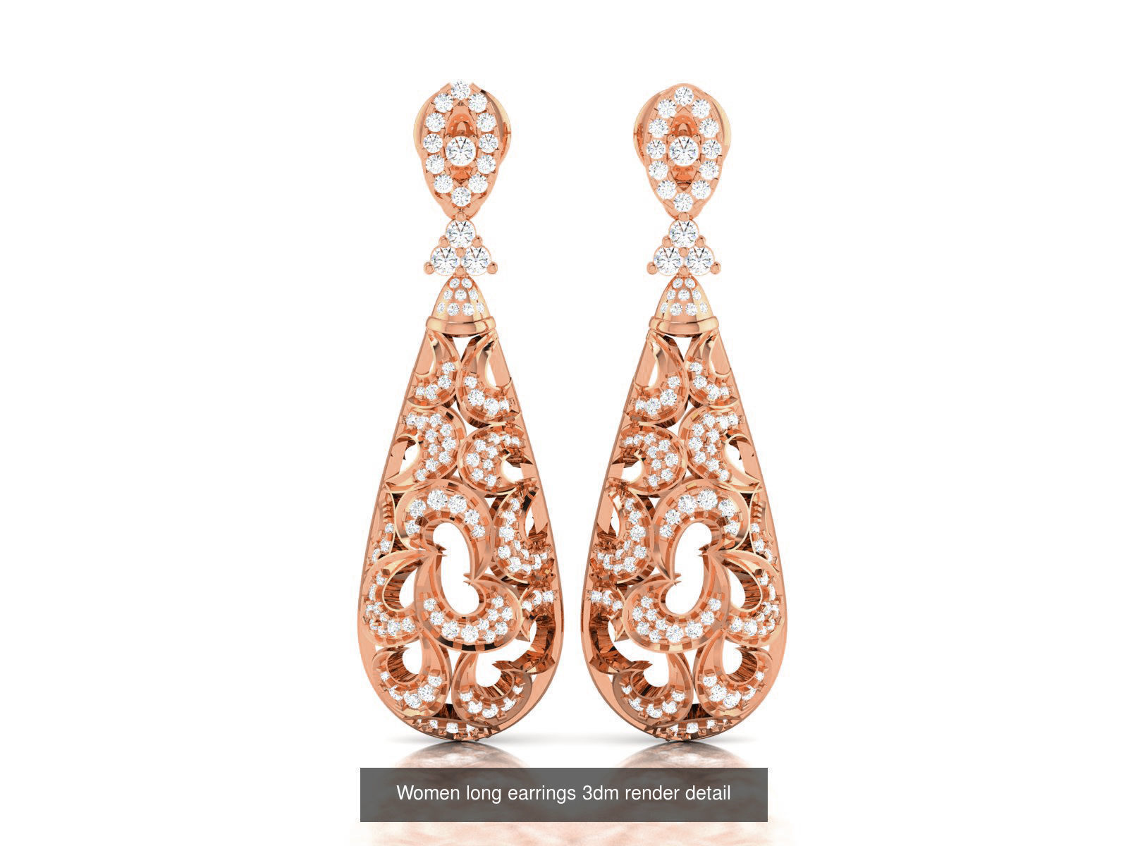 162 Women drop earrings 3dm render detail  3D Model Collection_57