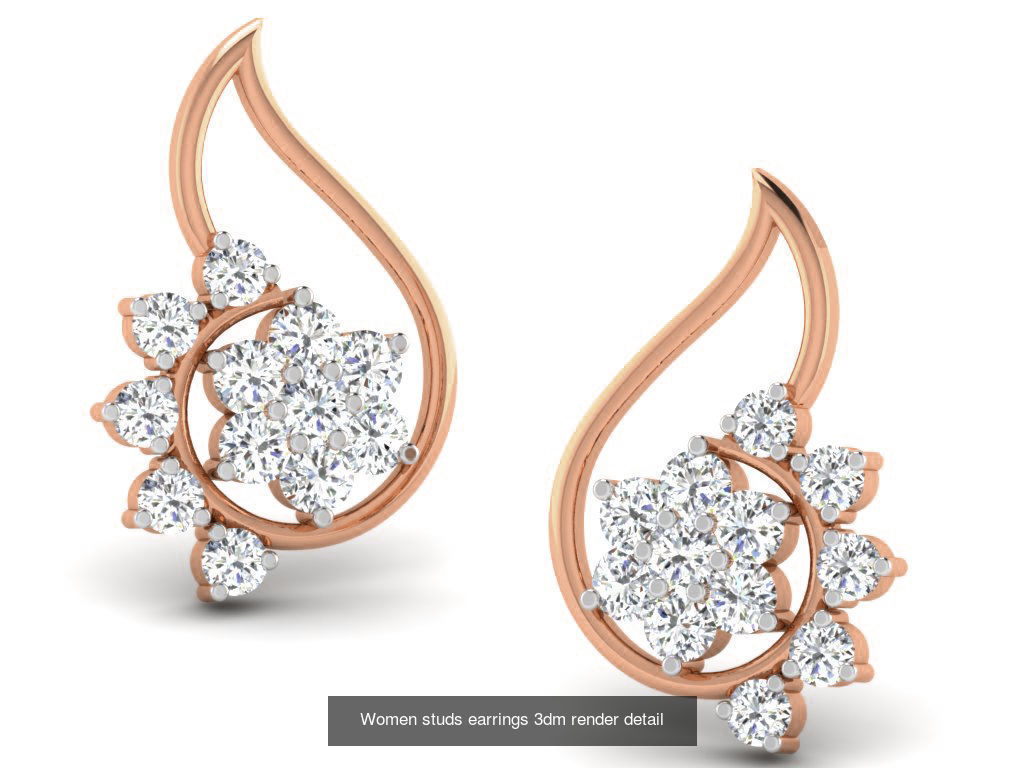 162 Women drop earrings 3dm render detail  3D Model Collection_130