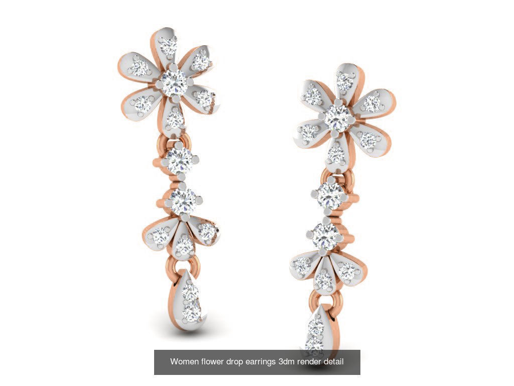 162 Women drop earrings 3dm render detail  3D Model Collection_144