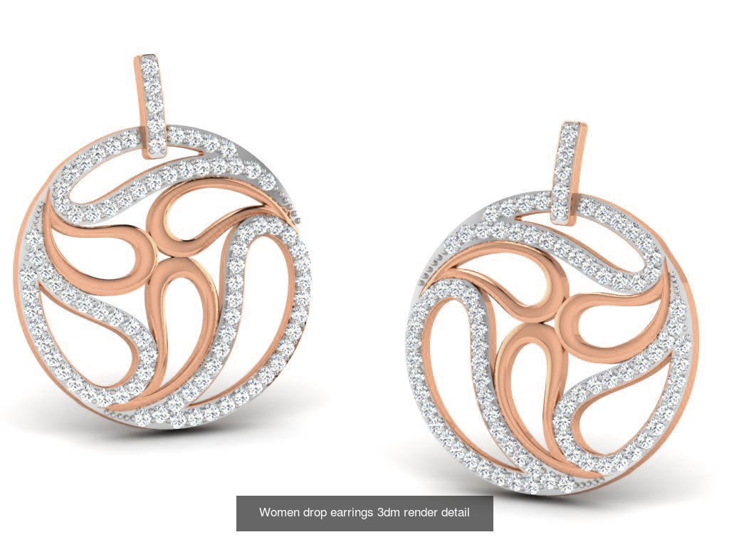 162 Women drop earrings 3dm render detail  3D Model Collection_158