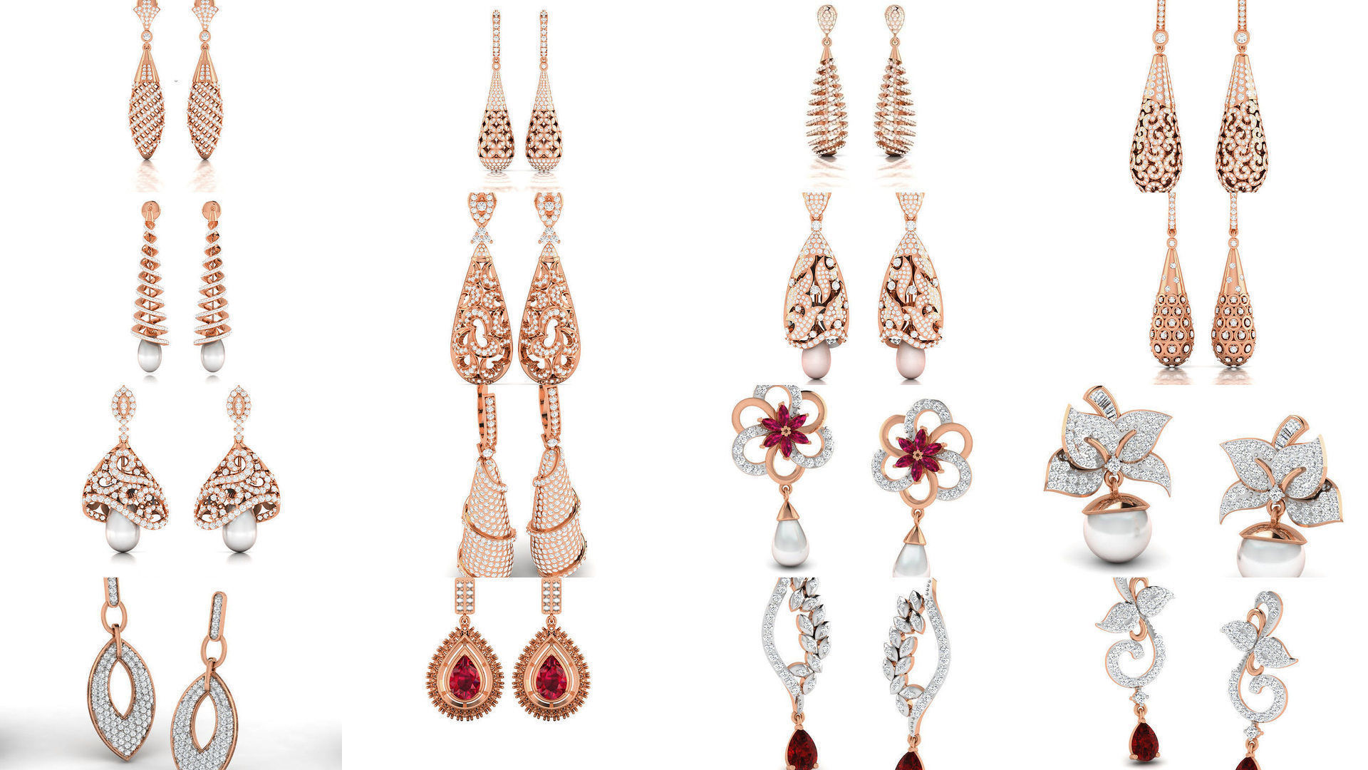 162 Women drop earrings 3dm render detail  3D Model Collection_3