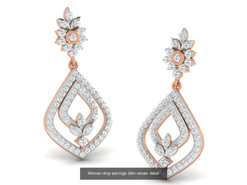 162 Women drop earrings 3dm render detail  3D Model Collection_115