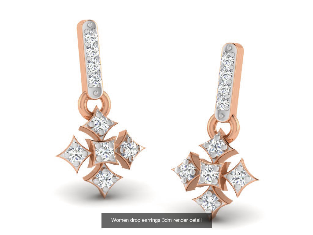 162 Women drop earrings 3dm render detail  3D Model Collection_146