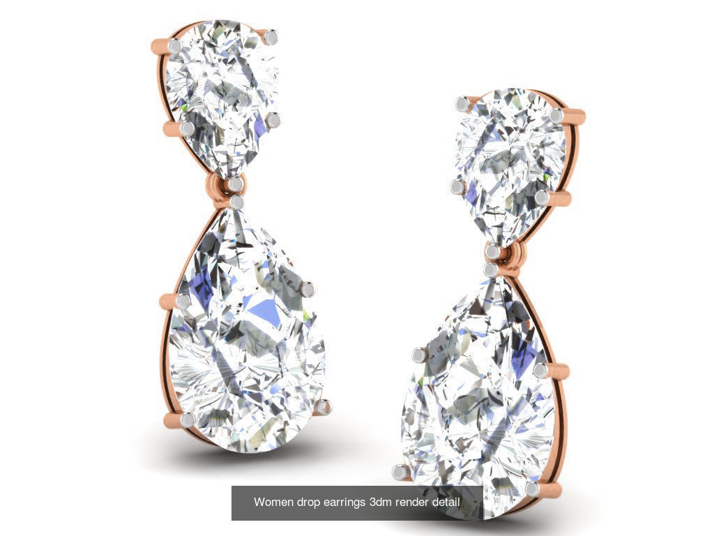 162 Women drop earrings 3dm render detail  3D Model Collection_153