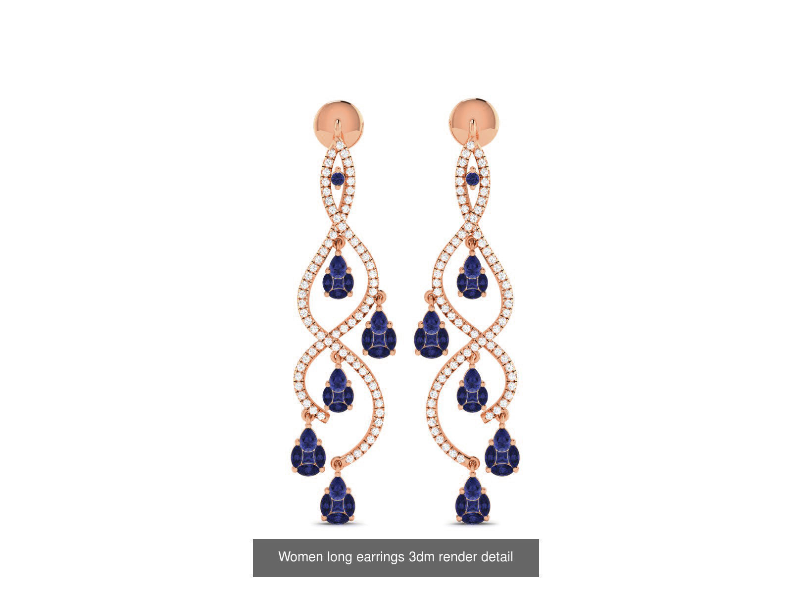 162 Women drop earrings 3dm render detail  3D Model Collection_25