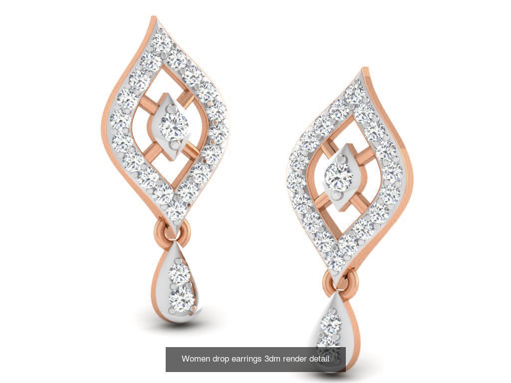 162 Women drop earrings 3dm render detail  3D Model Collection_132