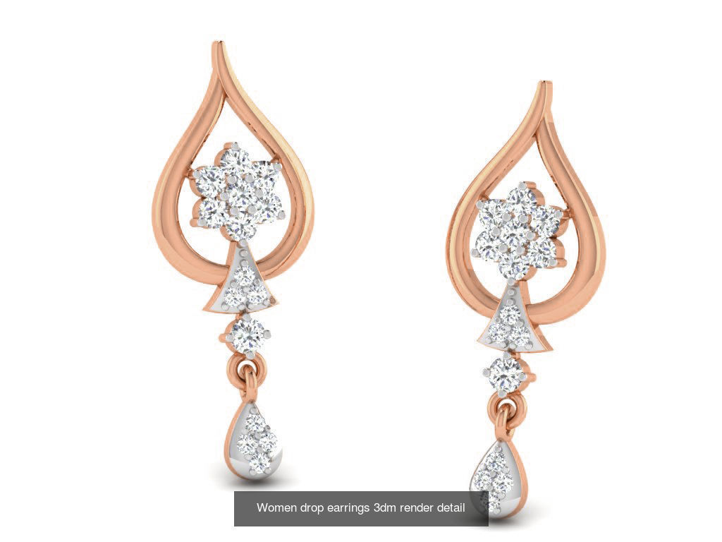 162 Women drop earrings 3dm render detail  3D Model Collection_79
