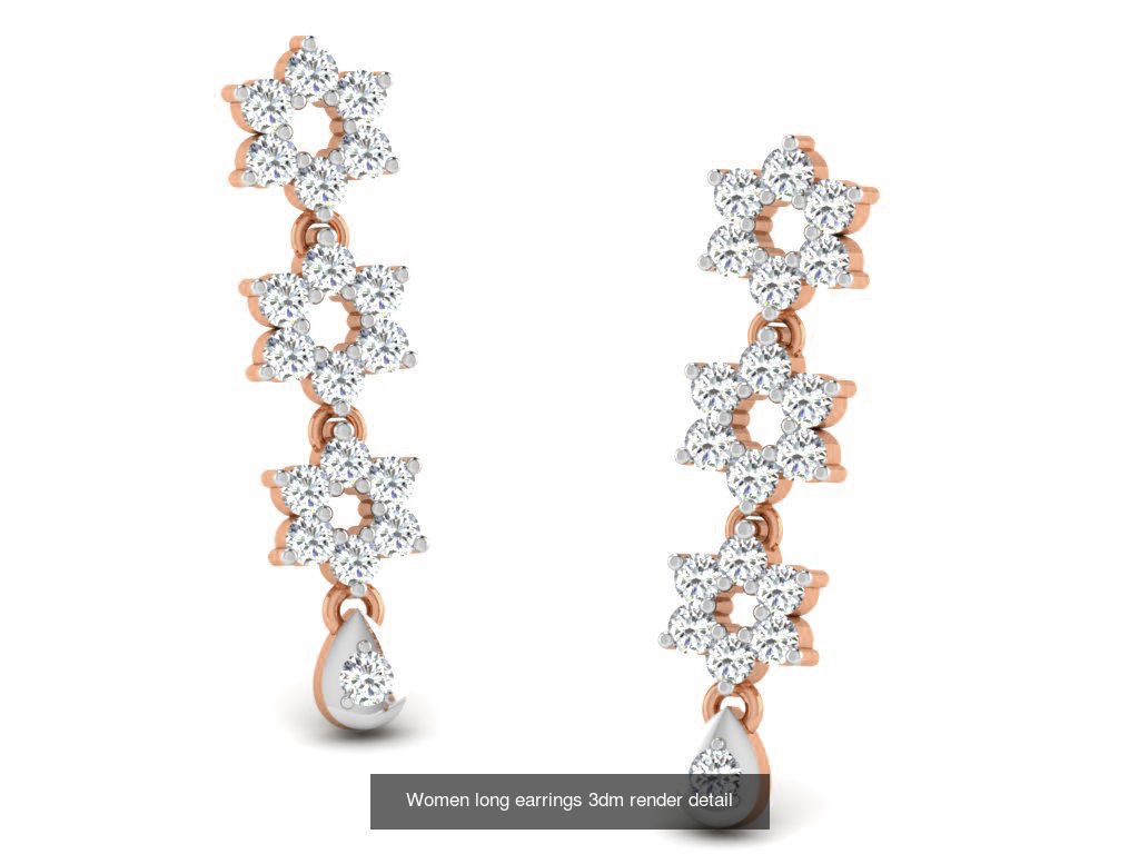 162 Women drop earrings 3dm render detail  3D Model Collection_177
