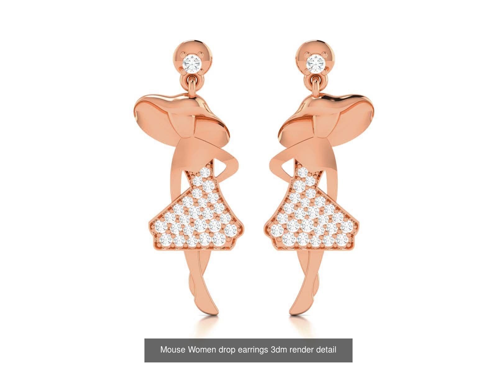 162 Women drop earrings 3dm render detail  3D Model Collection_47