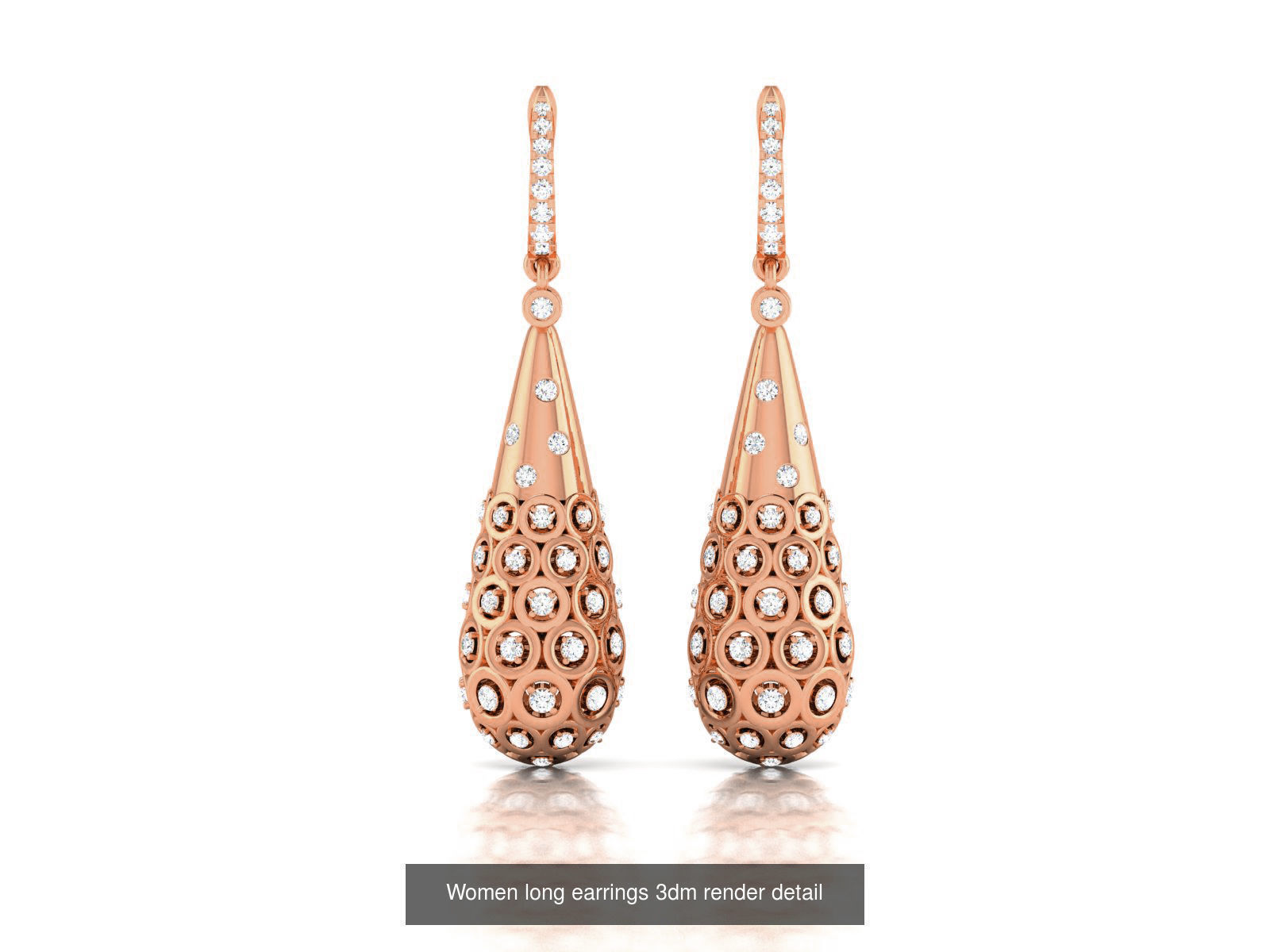 162 Women drop earrings 3dm render detail  3D Model Collection_59