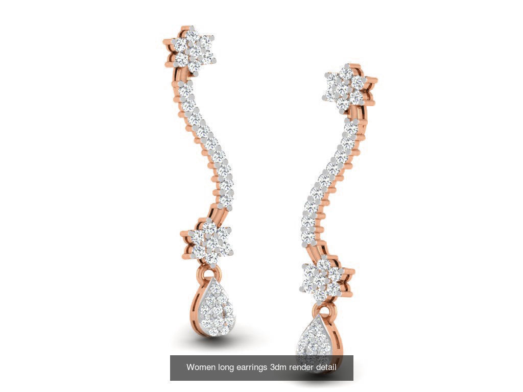 162 Women drop earrings 3dm render detail  3D Model Collection_178