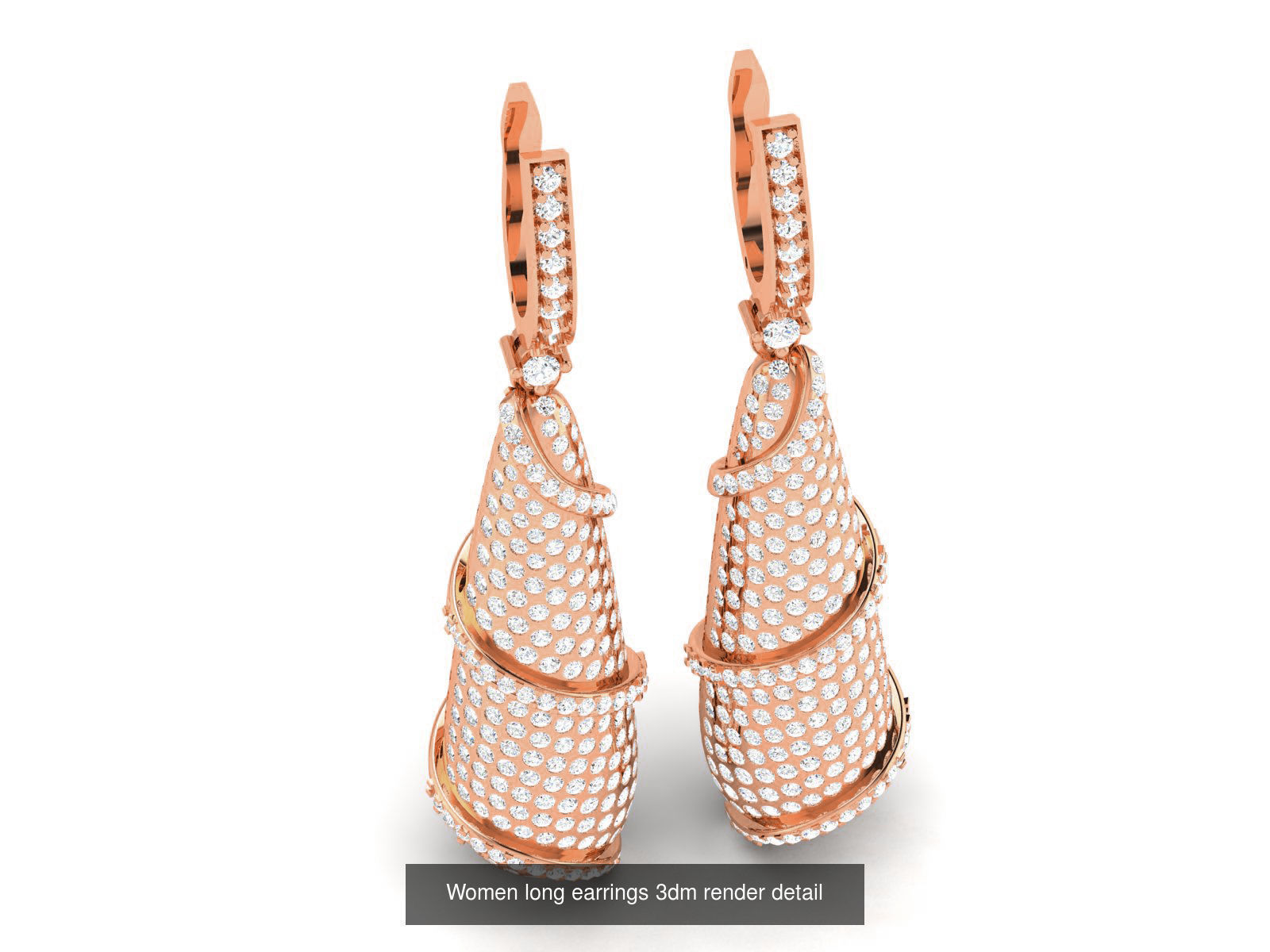 162 Women drop earrings 3dm render detail  3D Model Collection_61