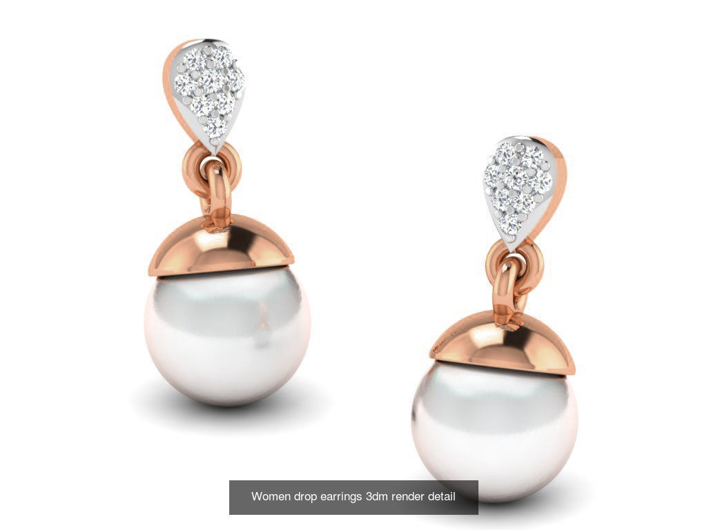 162 Women drop earrings 3dm render detail  3D Model Collection_171