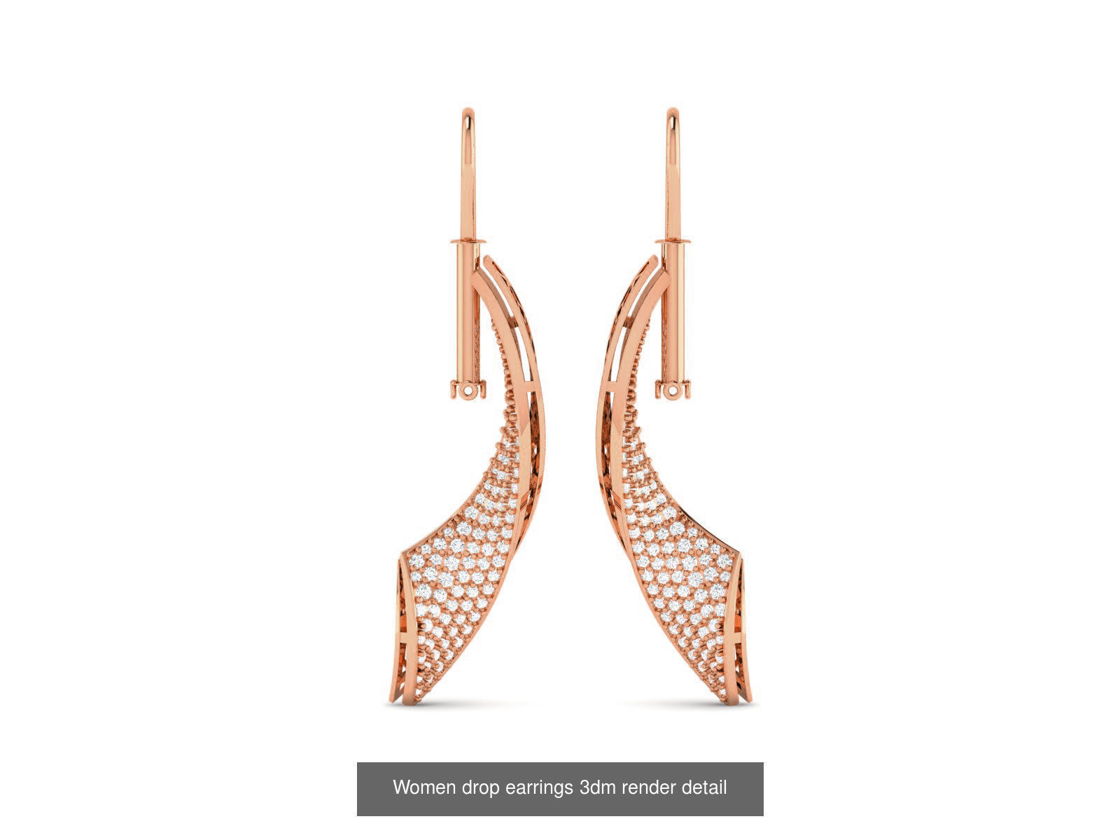 162 Women drop earrings 3dm render detail  3D Model Collection_31