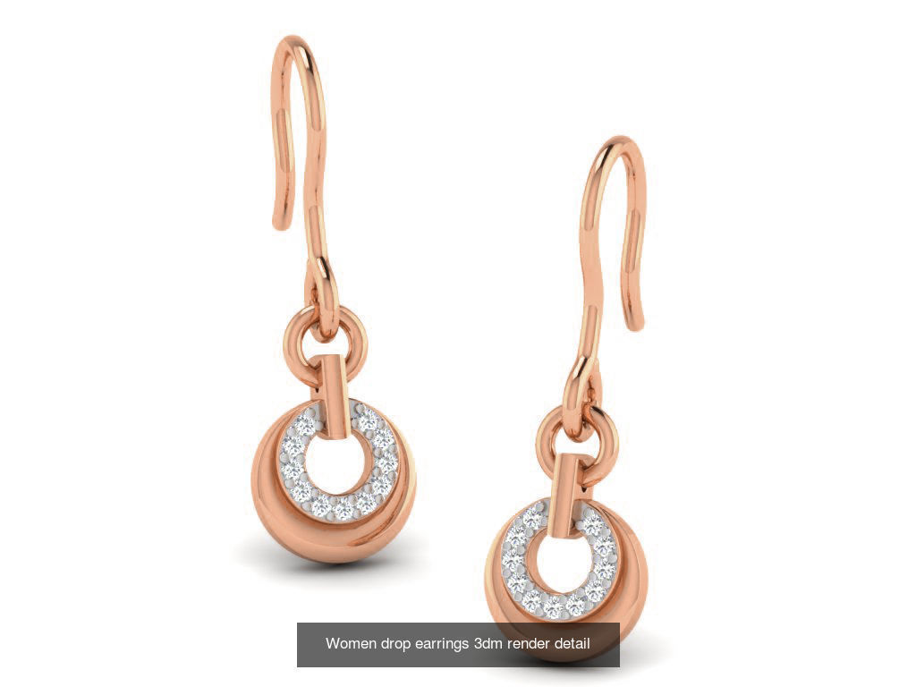 162 Women drop earrings 3dm render detail  3D Model Collection_165