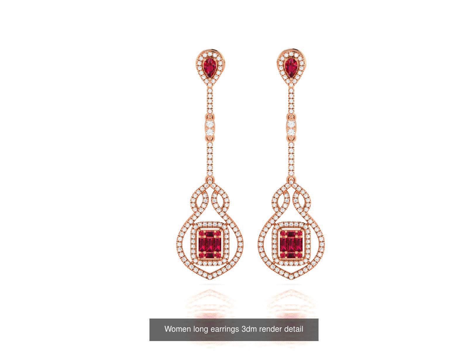 162 Women drop earrings 3dm render detail  3D Model Collection_27