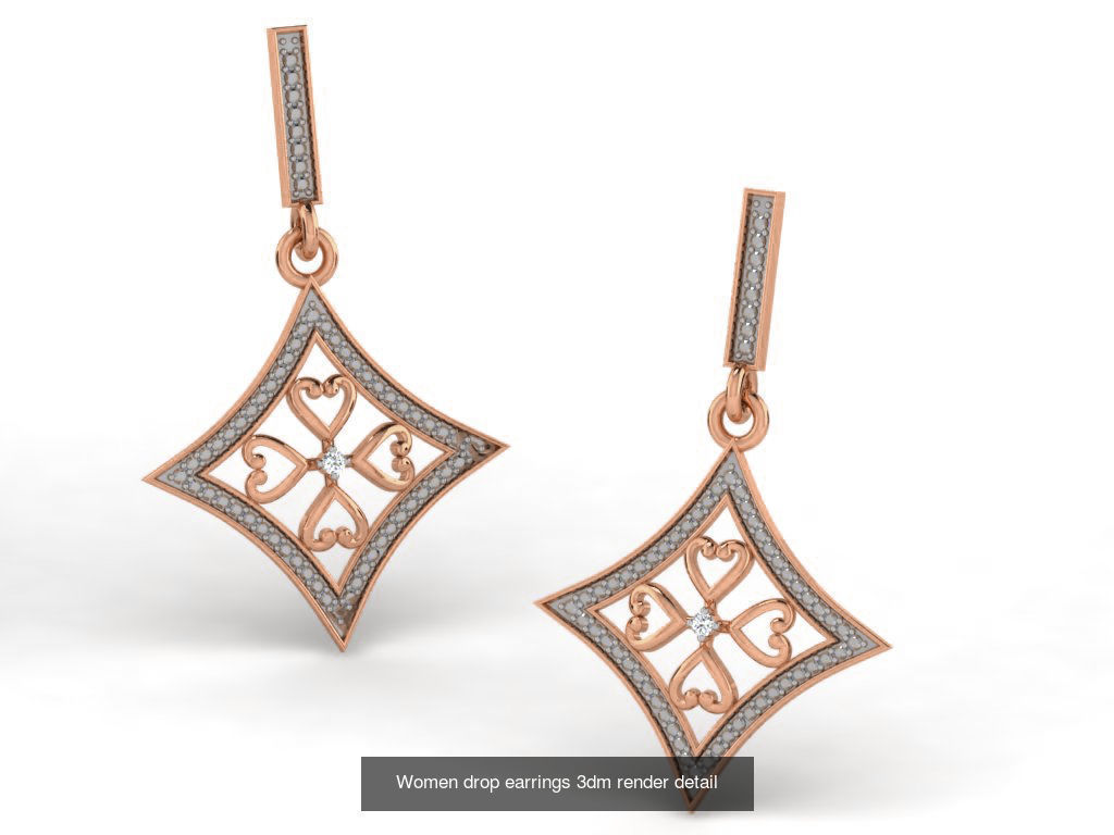 162 Women drop earrings 3dm render detail  3D Model Collection_75