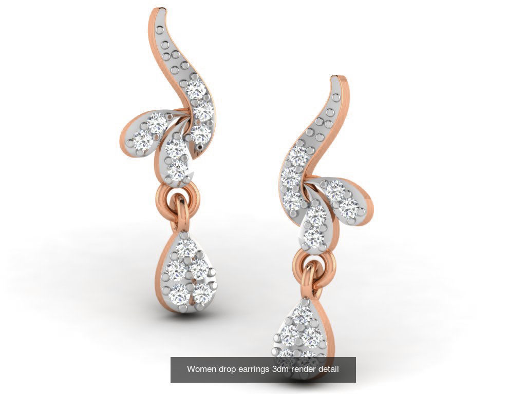 162 Women drop earrings 3dm render detail  3D Model Collection_98