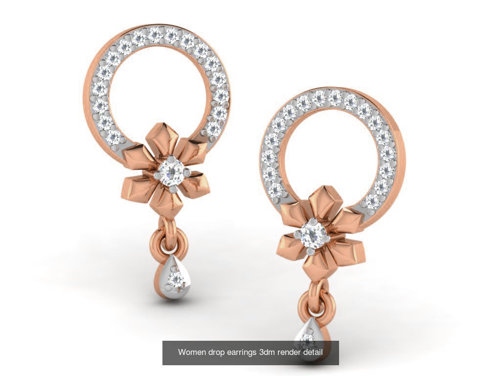 162 Women drop earrings 3dm render detail  3D Model Collection_92