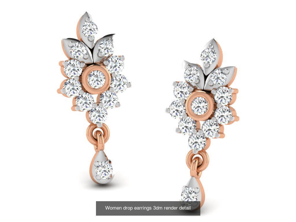162 Women drop earrings 3dm render detail  3D Model Collection_100
