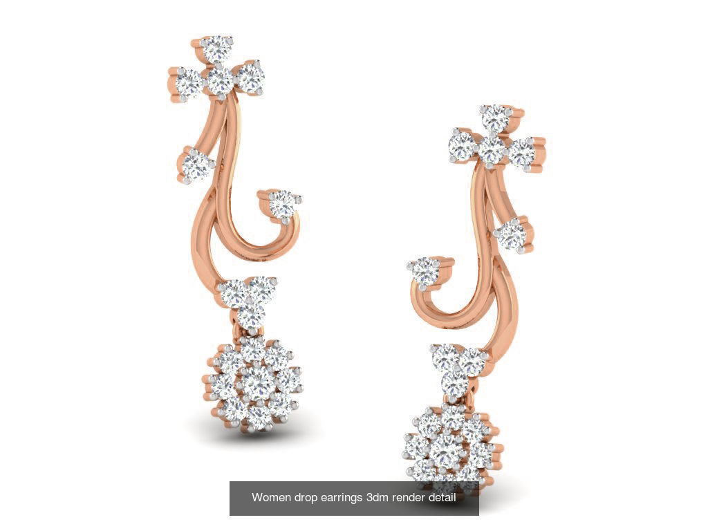 162 Women drop earrings 3dm render detail  3D Model Collection_138