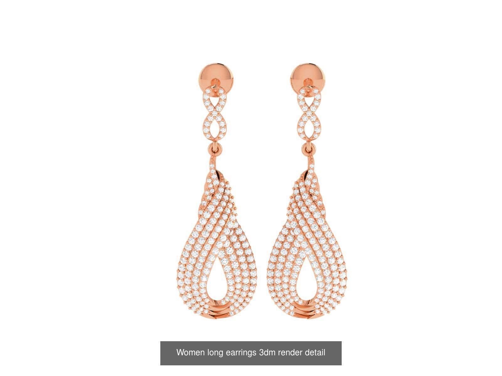 162 Women drop earrings 3dm render detail  3D Model Collection_49