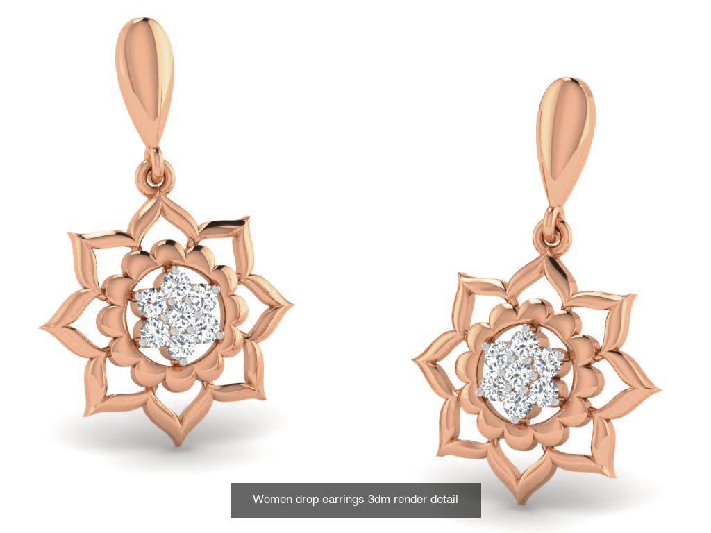 162 Women drop earrings 3dm render detail  3D Model Collection_110