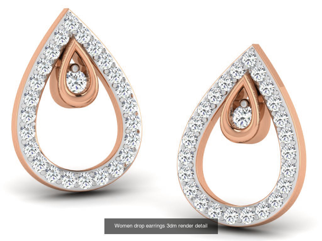 162 Women drop earrings 3dm render detail  3D Model Collection_134