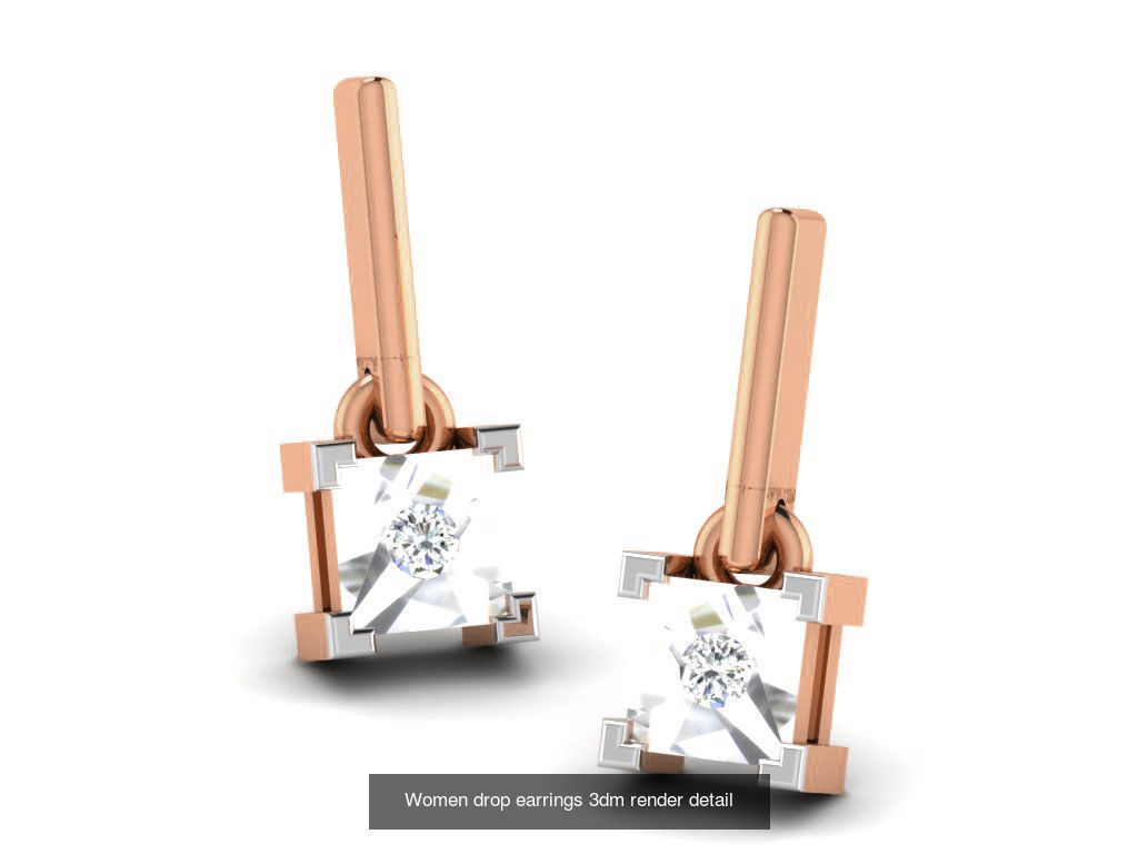 162 Women drop earrings 3dm render detail  3D Model Collection_173