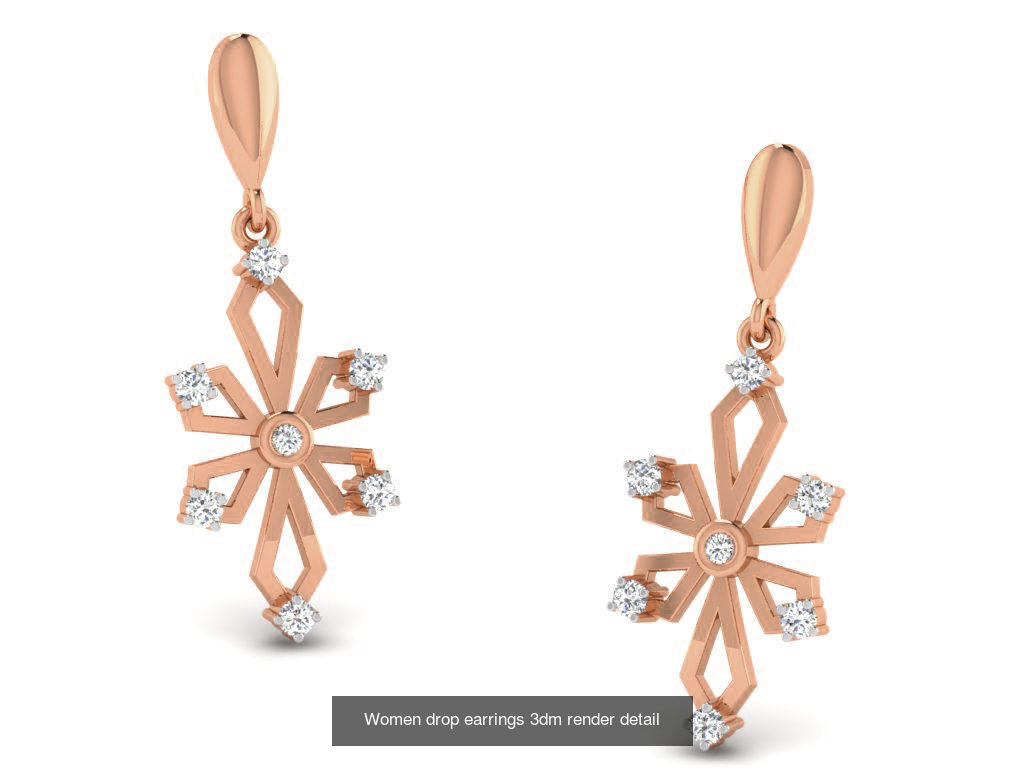 162 Women drop earrings 3dm render detail  3D Model Collection_104