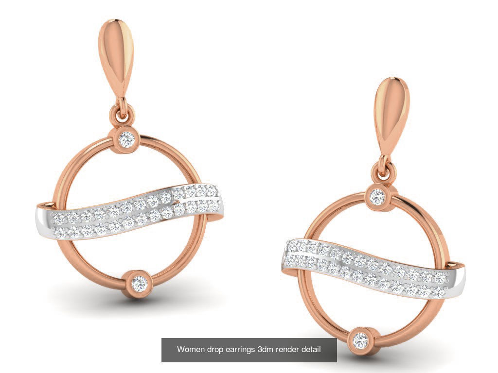 162 Women drop earrings 3dm render detail  3D Model Collection_83