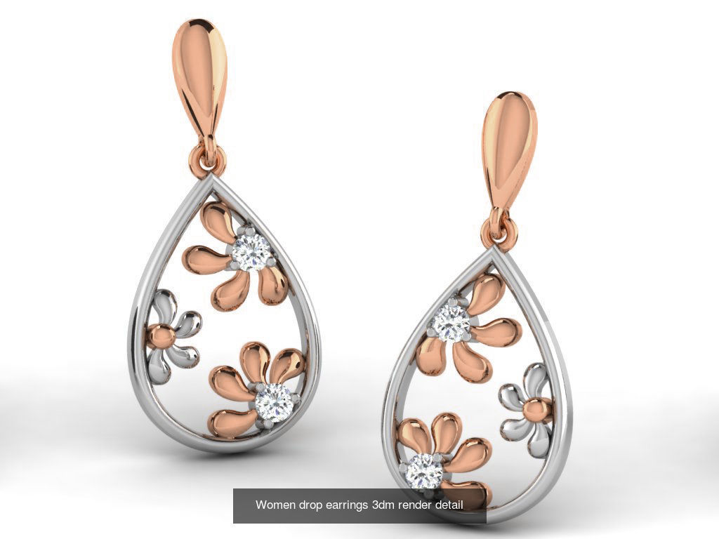 162 Women drop earrings 3dm render detail  3D Model Collection_122