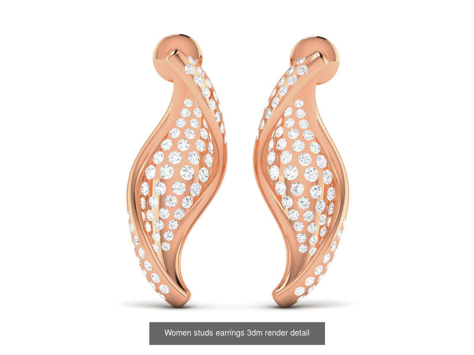 162 Women drop earrings 3dm render detail  3D Model Collection_45