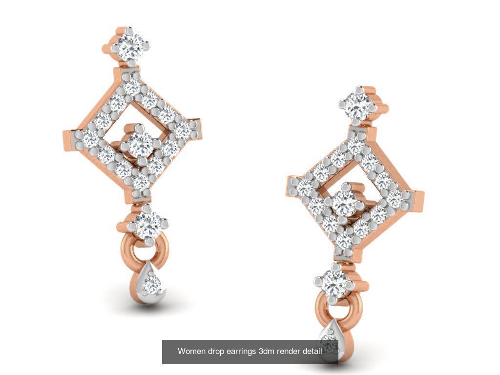 162 Women drop earrings 3dm render detail  3D Model Collection_148