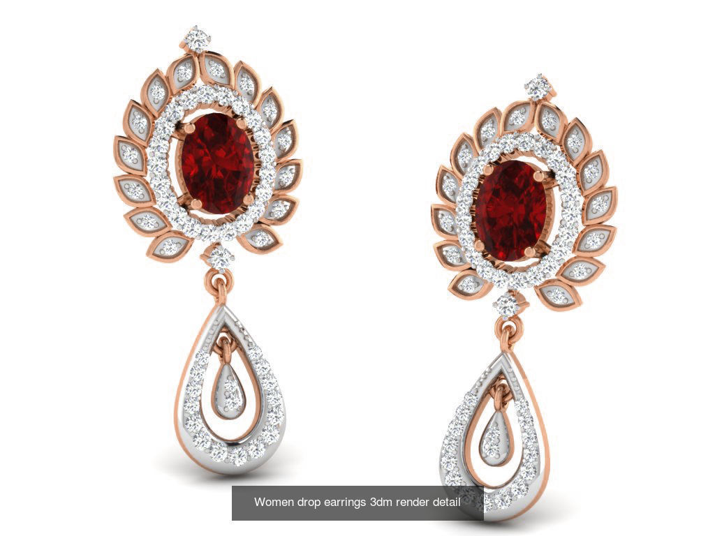 162 Women drop earrings 3dm render detail  3D Model Collection_90