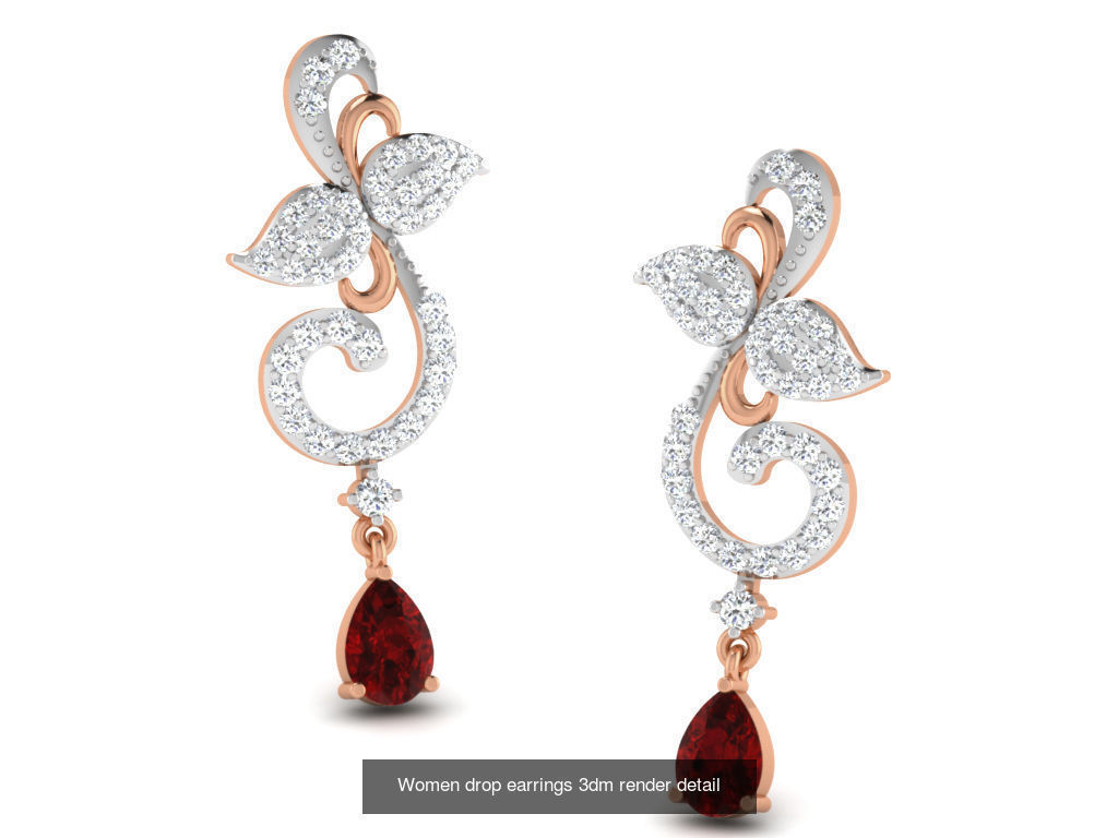 162 Women drop earrings 3dm render detail  3D Model Collection_67
