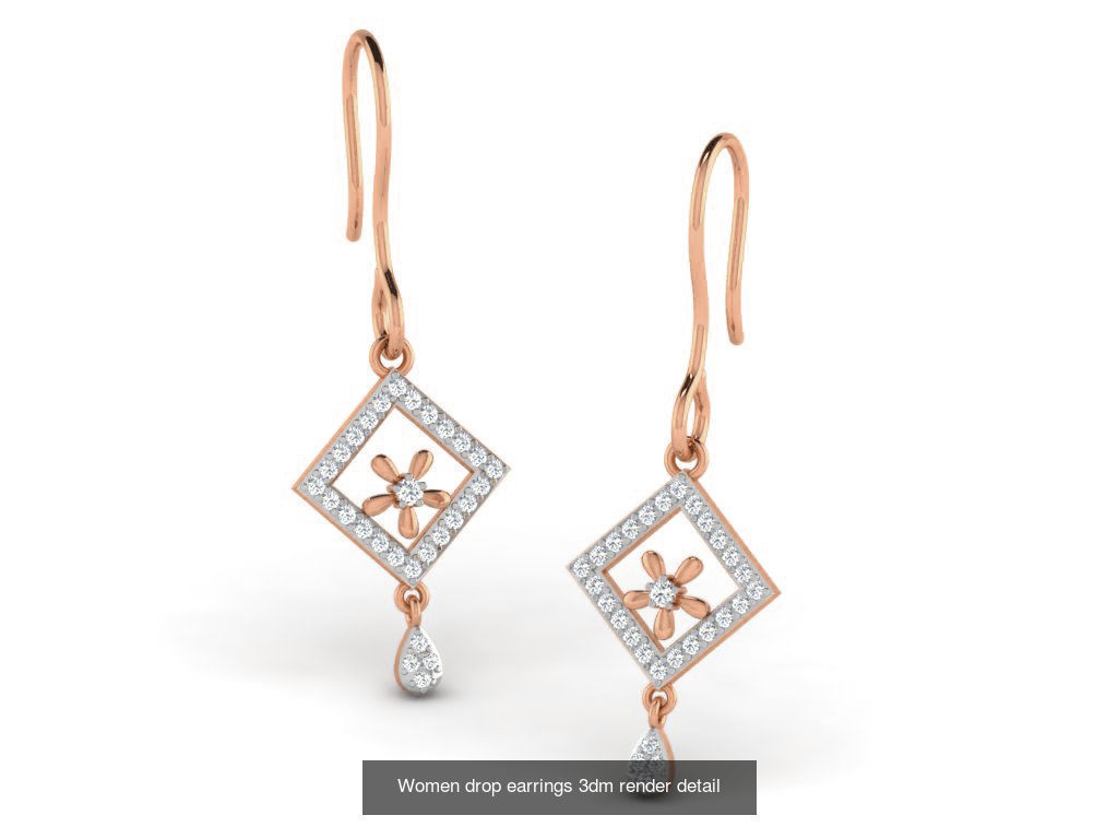 162 Women drop earrings 3dm render detail  3D Model Collection_102
