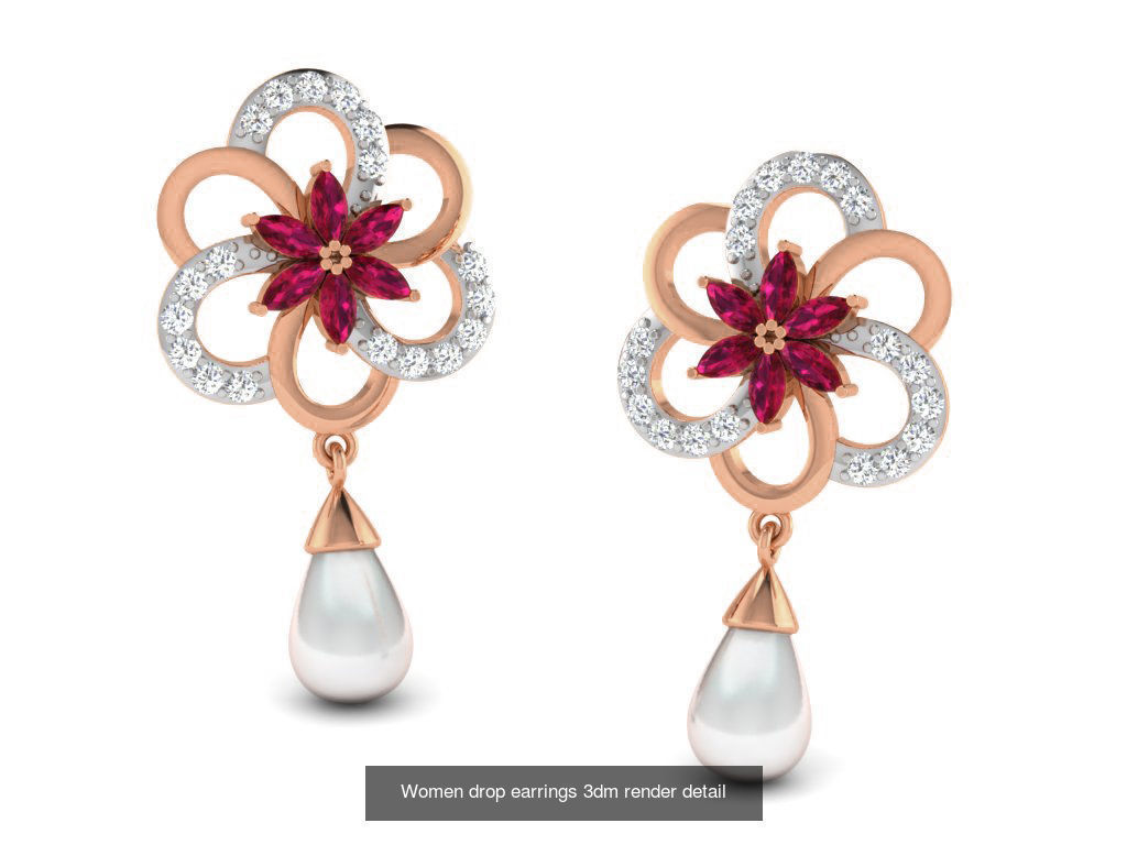 162 Women drop earrings 3dm render detail  3D Model Collection_62