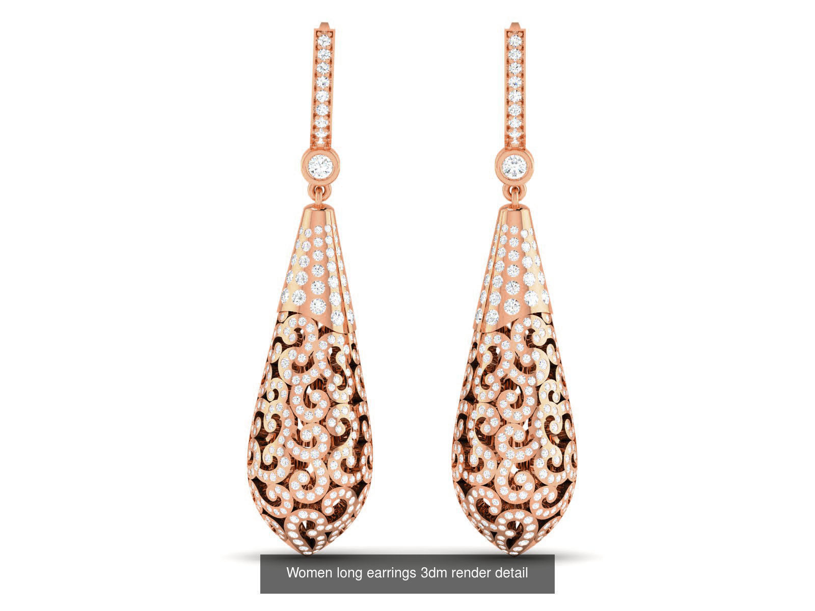 162 Women drop earrings 3dm render detail  3D Model Collection_55