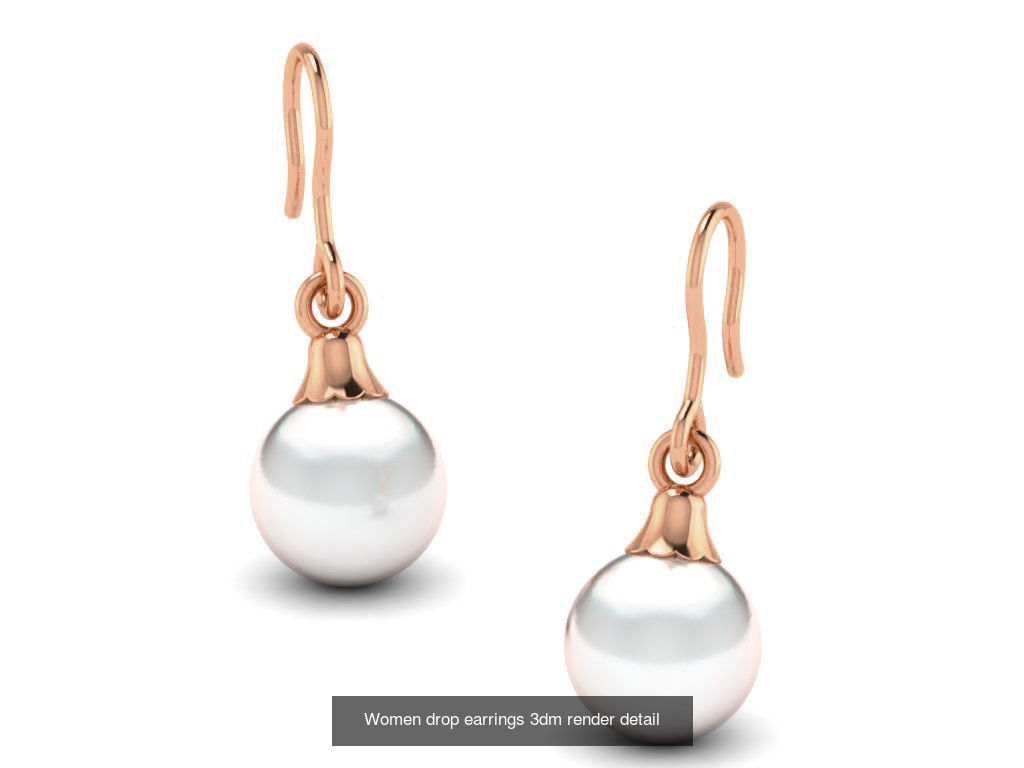 162 Women drop earrings 3dm render detail  3D Model Collection_172