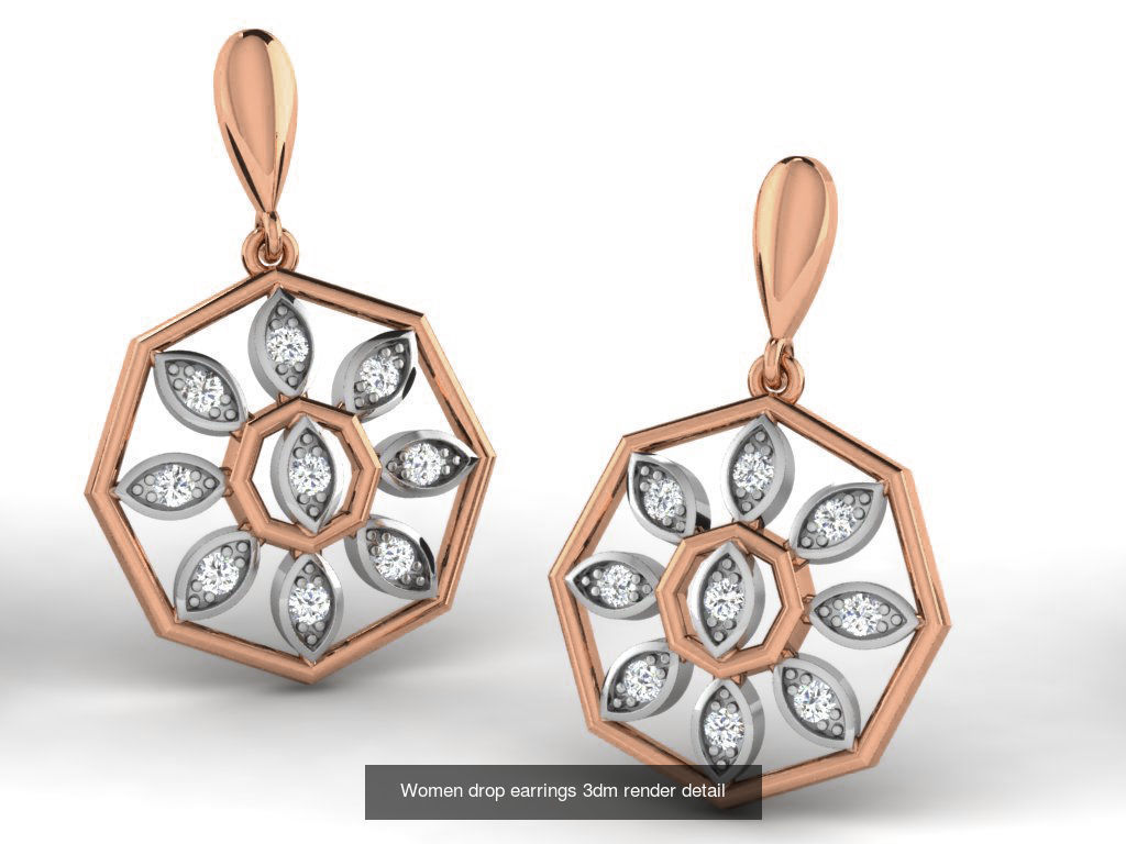 162 Women drop earrings 3dm render detail  3D Model Collection_123