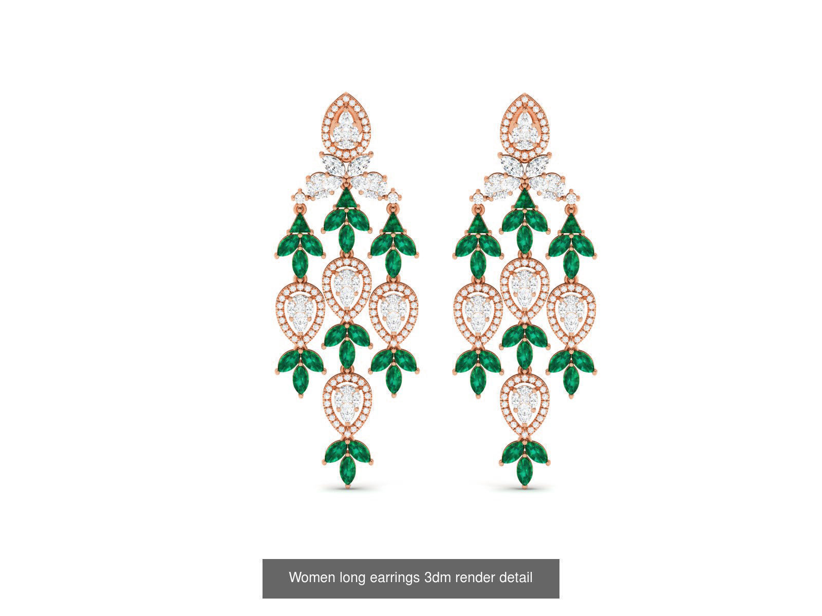 162 Women drop earrings 3dm render detail  3D Model Collection_23