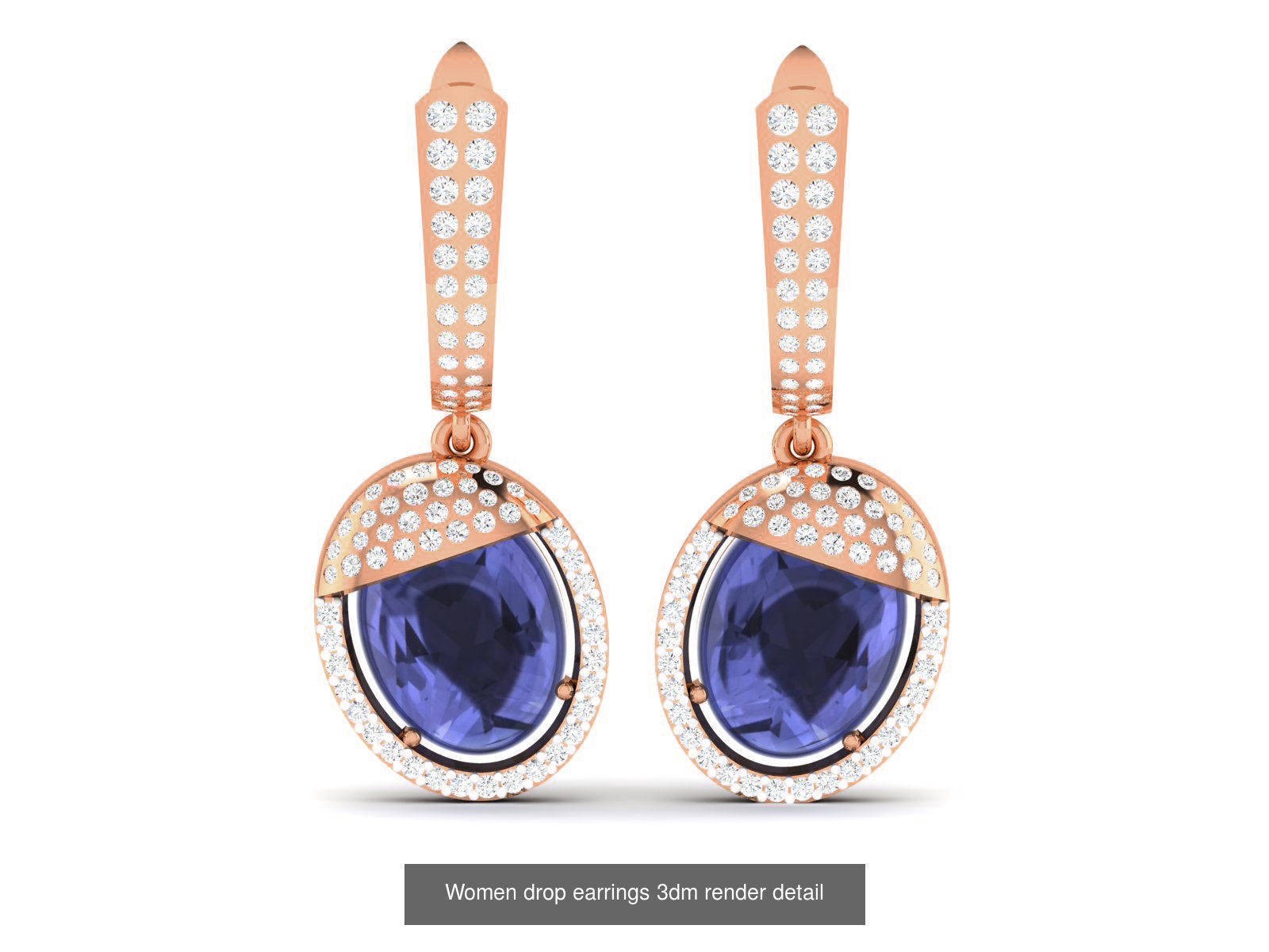 162 Women drop earrings 3dm render detail  3D Model Collection_41