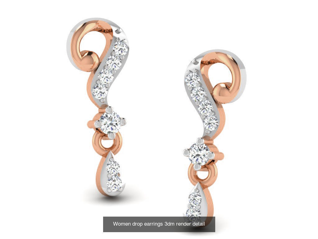 162 Women drop earrings 3dm render detail  3D Model Collection_142