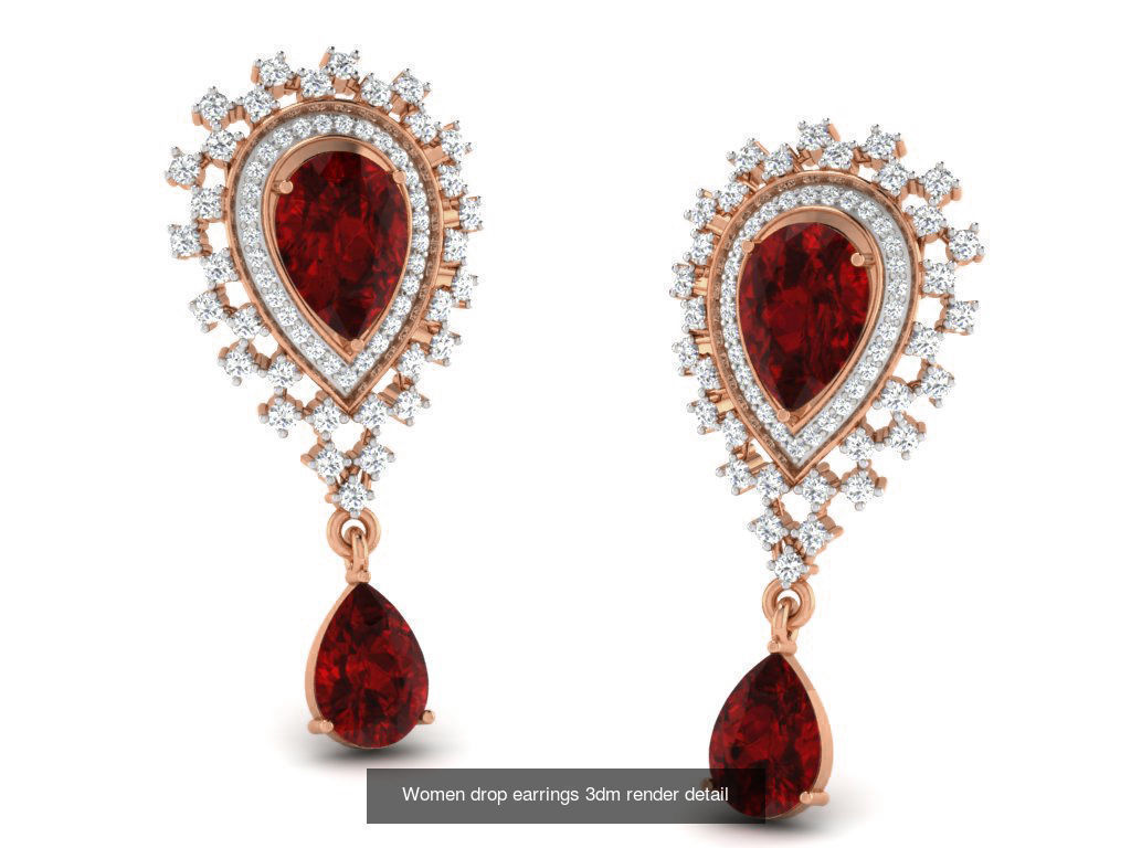 162 Women drop earrings 3dm render detail  3D Model Collection_74